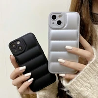 solid color down jacket material case for iphone 11 12 13 pro max 7 8 plus soft shockproof back cover iphone xr x xsmax cases