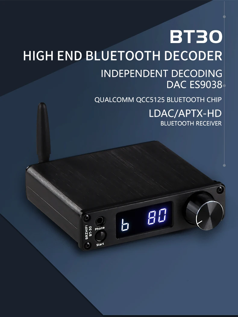 Усилитель BRZHIFI BT30 с поддержкой LDAC, Bluetooth 5.1 и аудиодекодером ES9038 для аудиофилов, высококачественная звуковая система (art.: 3920da80de9ee) - 3920da80de9ee