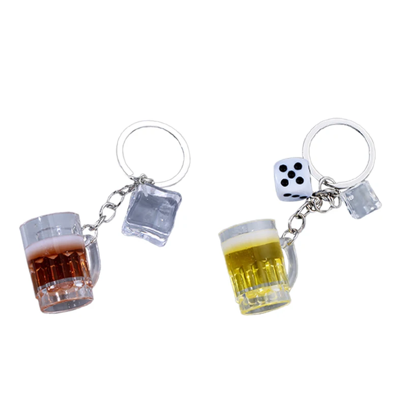 Creative dice beer ice key chain simulation Coke cup girls bag pendant beverage hanging ornaments images - 6