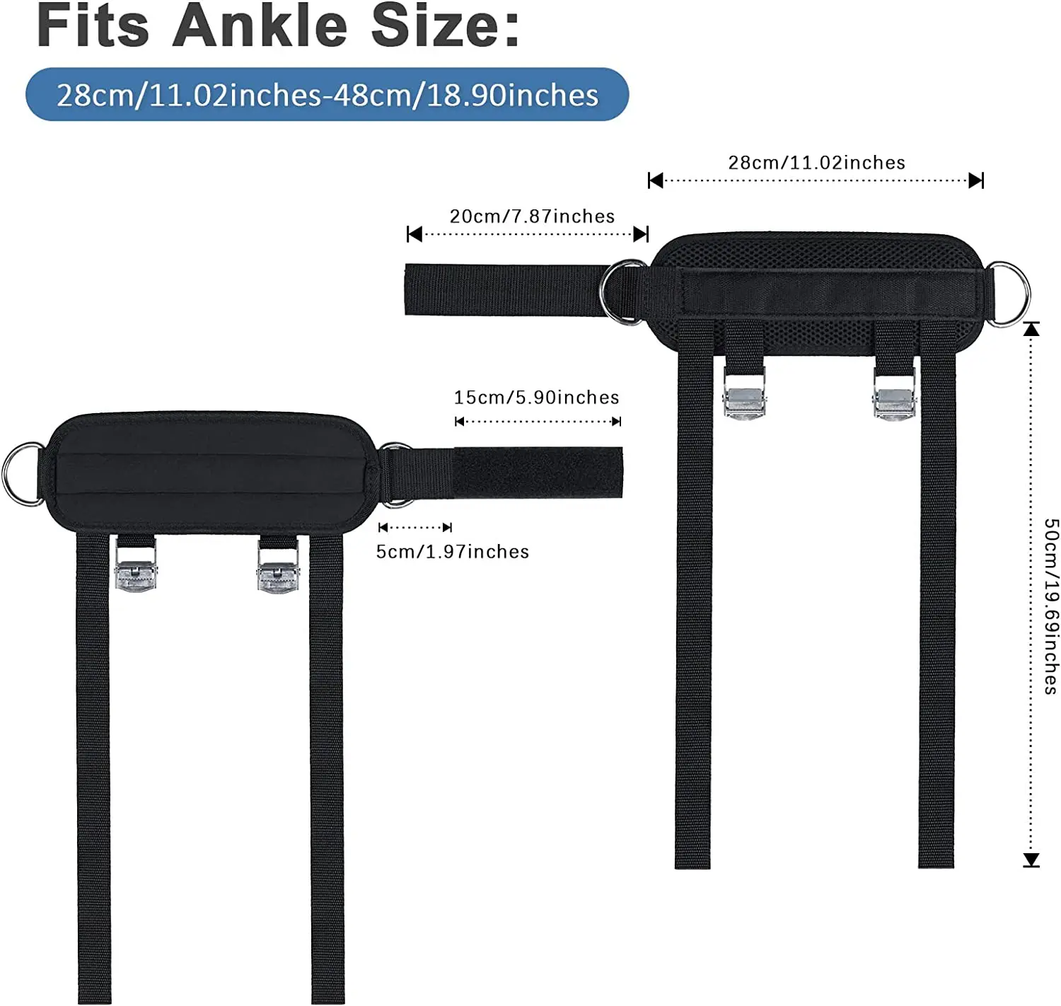 Регулируемые манжеты на щиколотке с D-образным кольцом для фитнеса спортивные