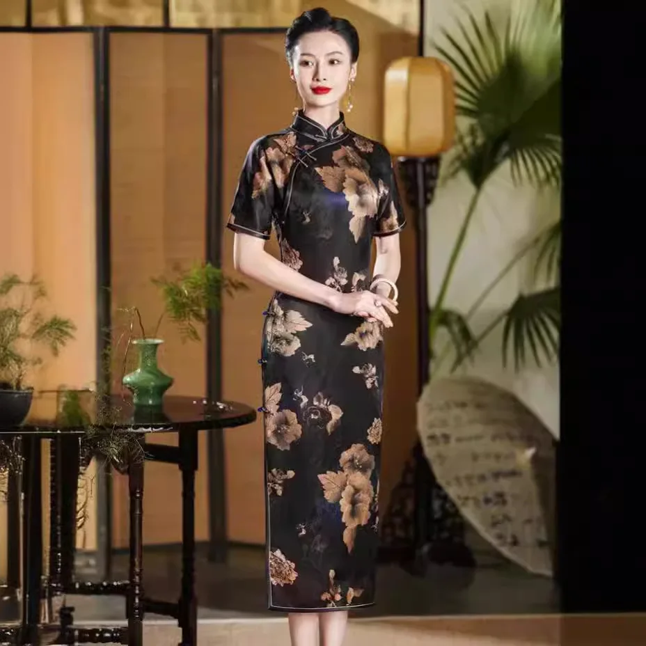Высококачественный полный кардиган из пряжи Xiangyun Cheongsam Qipao лето 2024 новый