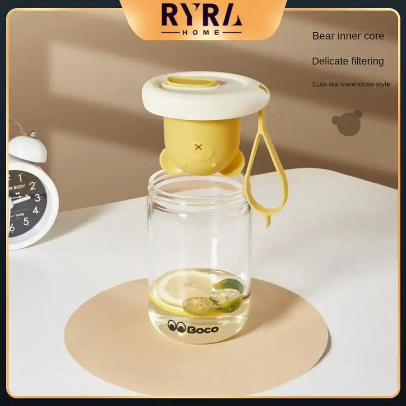 

450ml Cute Bear Water Cup With Filter Cold Extraction Cup Girl Coffee Cup Drinkware Travel High Face Value Glass Cup Tea Septum