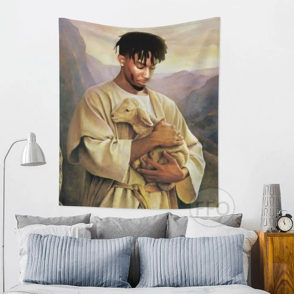 Гобелен Christian Playboi Carti Meme гобелен с изображением Иисуса ягненка настенный