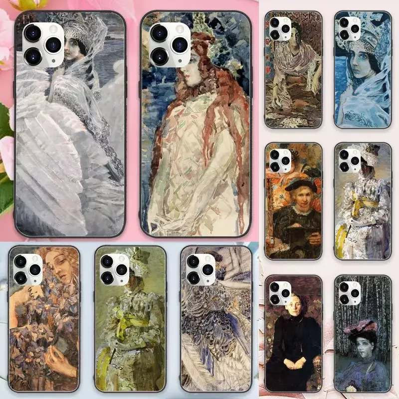 

Vrubel Princess Swan Phone for iPhone 11 12 mini pro XS MAX 8 7 6 6S Plus X 5S SE 2020 XR Luxury brand shell funda