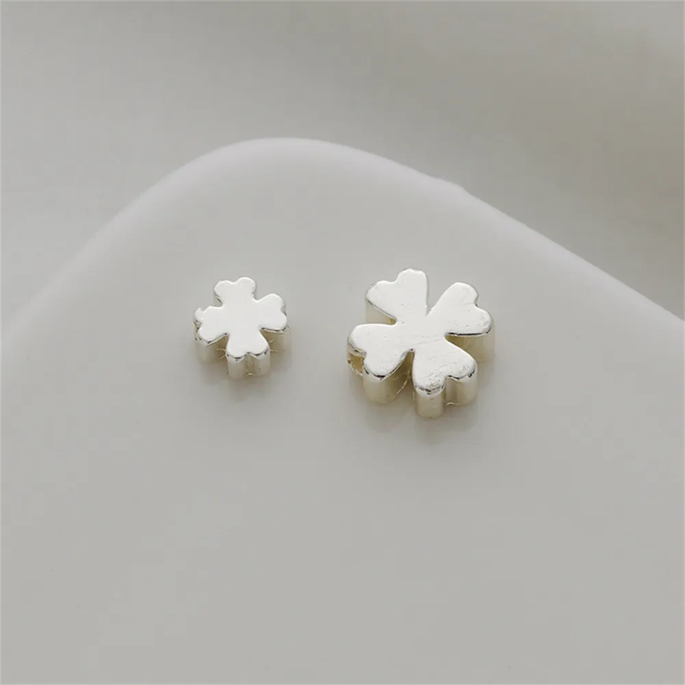 

Silver clover copper plated thick silver beaded diy handmade bracelet necklace accessories silver