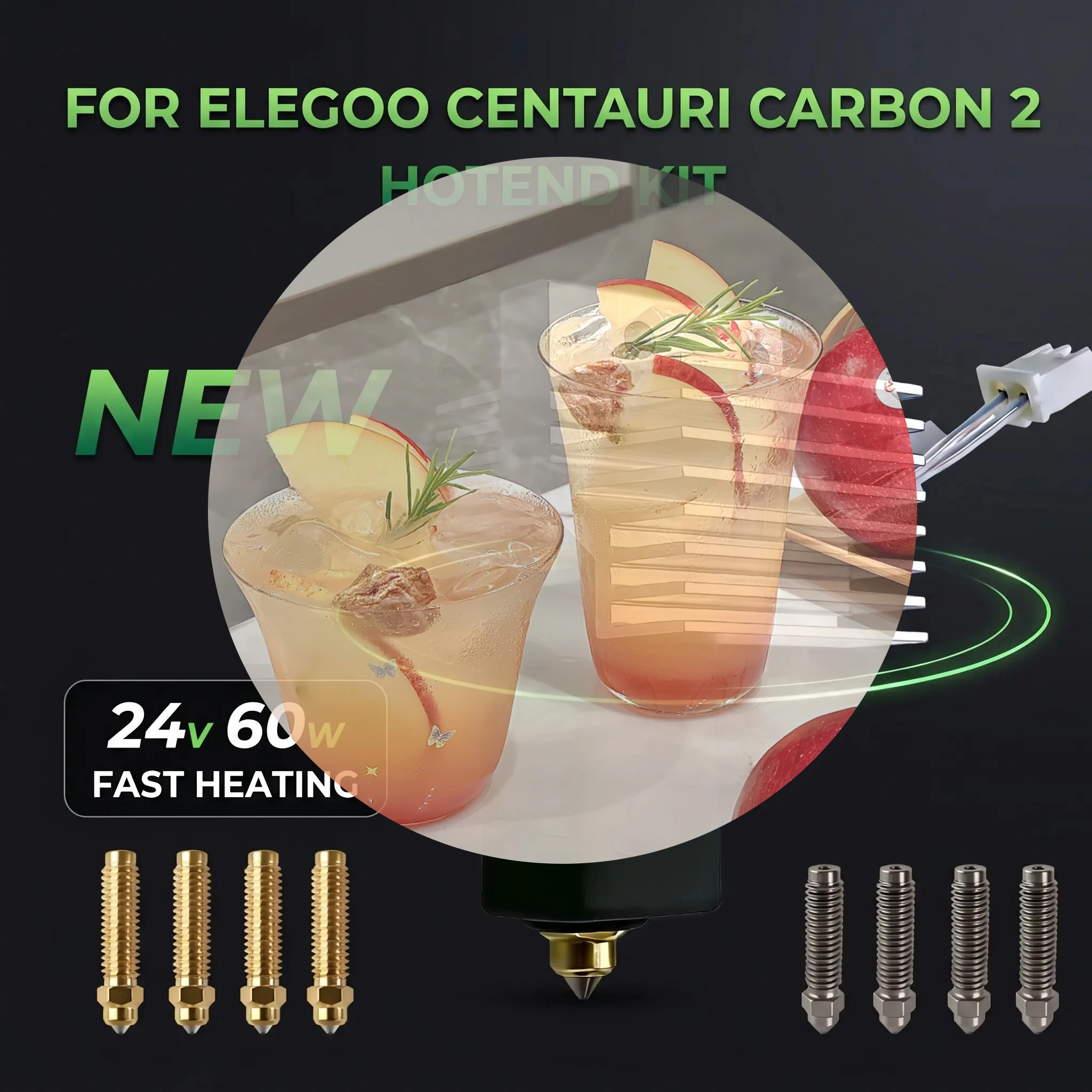 Фото Модернизированный керамический хотэнд для Elegoo Centauri Carbon 2: Комплект хотэнда, печатающая головка из закаленной стали, сопло, запчасти для 3D-принтера №1