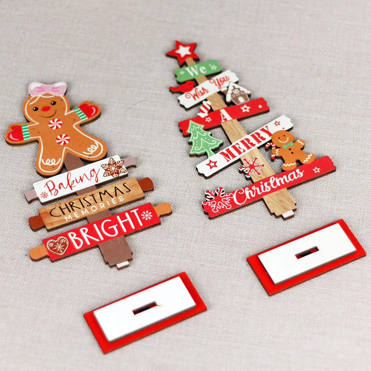 Деревянное Рождественское Украшение Стола С Искусственным Пряничным Человечком