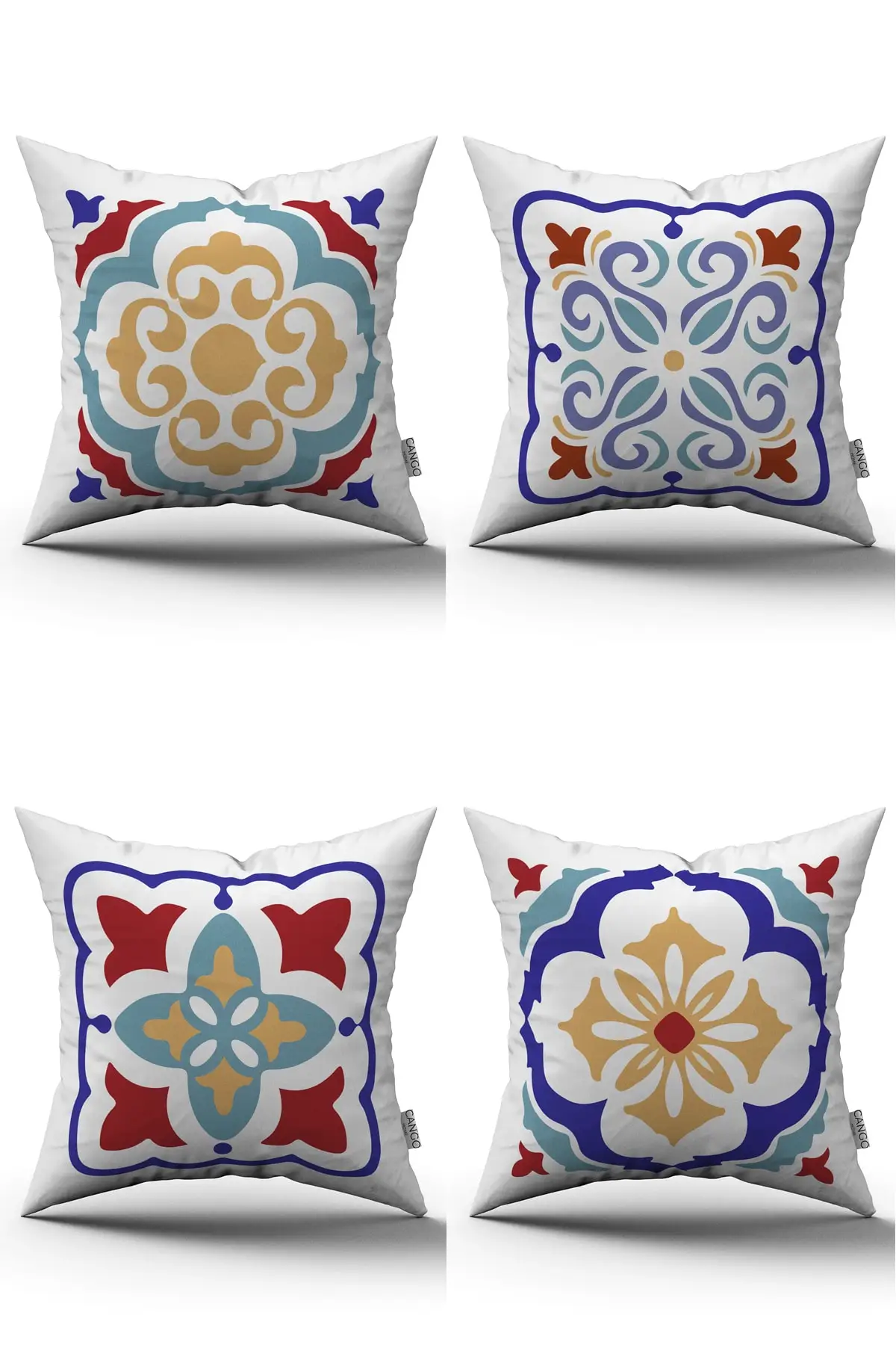 Белый синий современный в этническом стиле с рисунком виде плитки цифровым