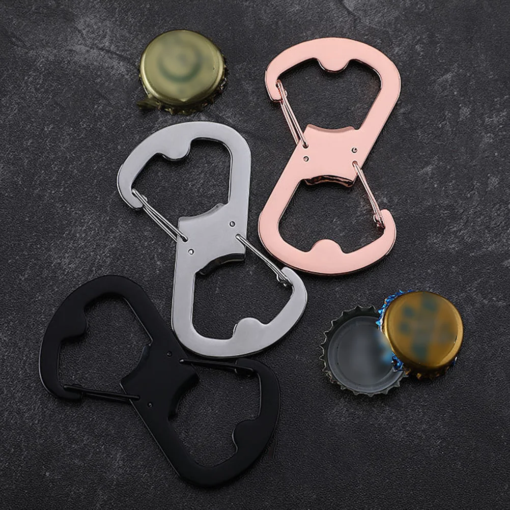 

Key Chain Beer Bottle Opener: 3Pcs Carabiner Clips Beverage Keychain Ring Can Jar Opener Climbing Clasps Lid Lifter Kitchen