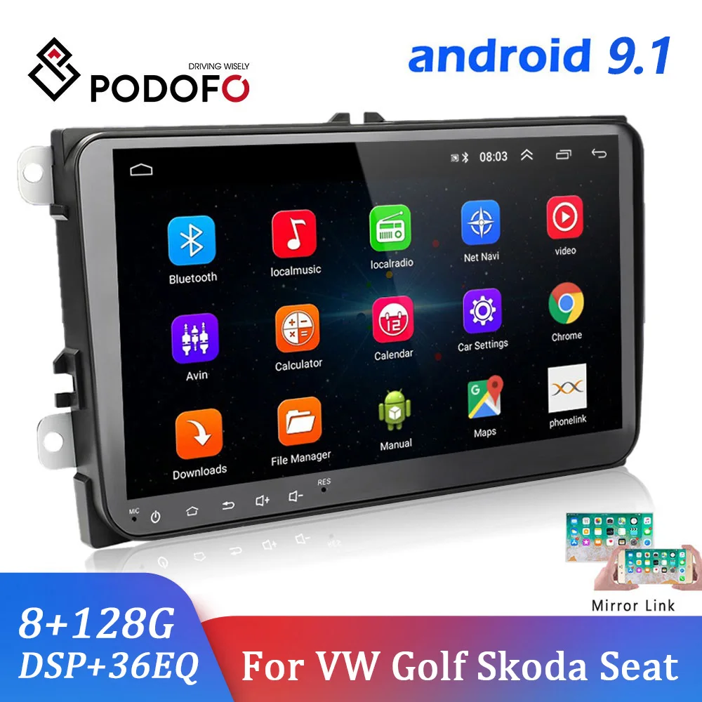 $86.49 Podofo Android 9.1 2 Din Car Multimedia Player Carplay For Volkswagen VW Skoda Seat Passat B6 B7 Octavia GOLF 5 6 Tiguan Polo