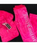 juicy velvet zipper hoodies sweatshirt tracksuit women sewing suit velou 2022 diamonds two piece set jogging crop top and pants