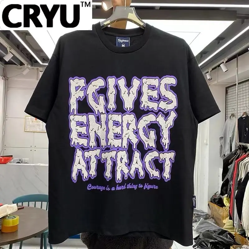 

Креативная мультяшная надпись CRYU, модная футболка с круглым вырезом и коротким рукавом