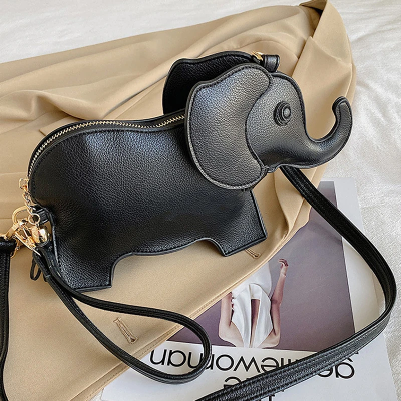 

Fashion Female Crossbody Messenger Bag Elephant Shape Solid Color Casual Mini Purse Portable Ladies Wristlet Handbag