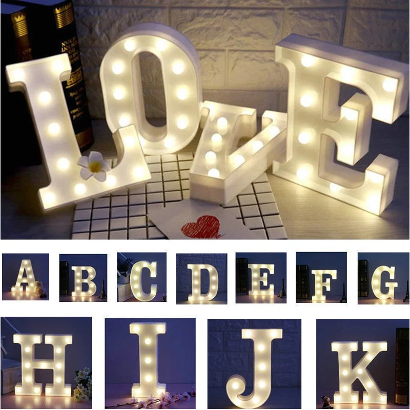 

LED Alphabet Letter Lights Luminous Number Lamp Nightlights for Home Wedding Birthday Party Decoration Bedroom Gift Night Light