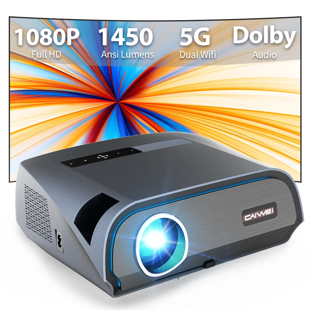 

1450 Ansi Smart Home Theater Projectors for Smartphone Android Native 1080p Full HD Video Games Data Show Projection Device