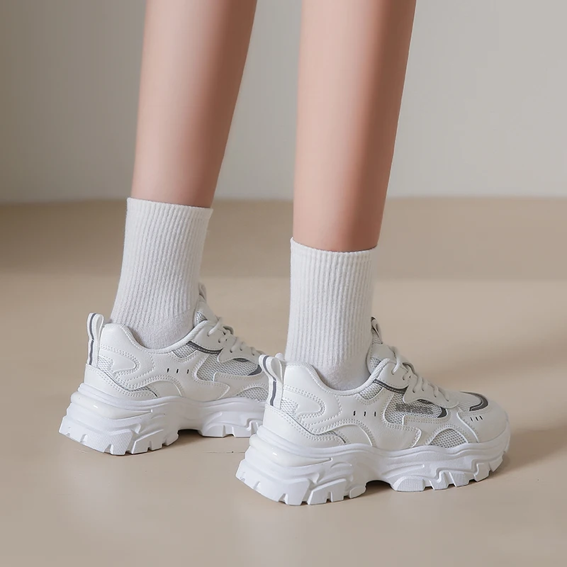 Height Increasing Chunky White Sneakers Women Platform New Breathable Athletics Walking Sports Running Baskets Femme Golf Shoes