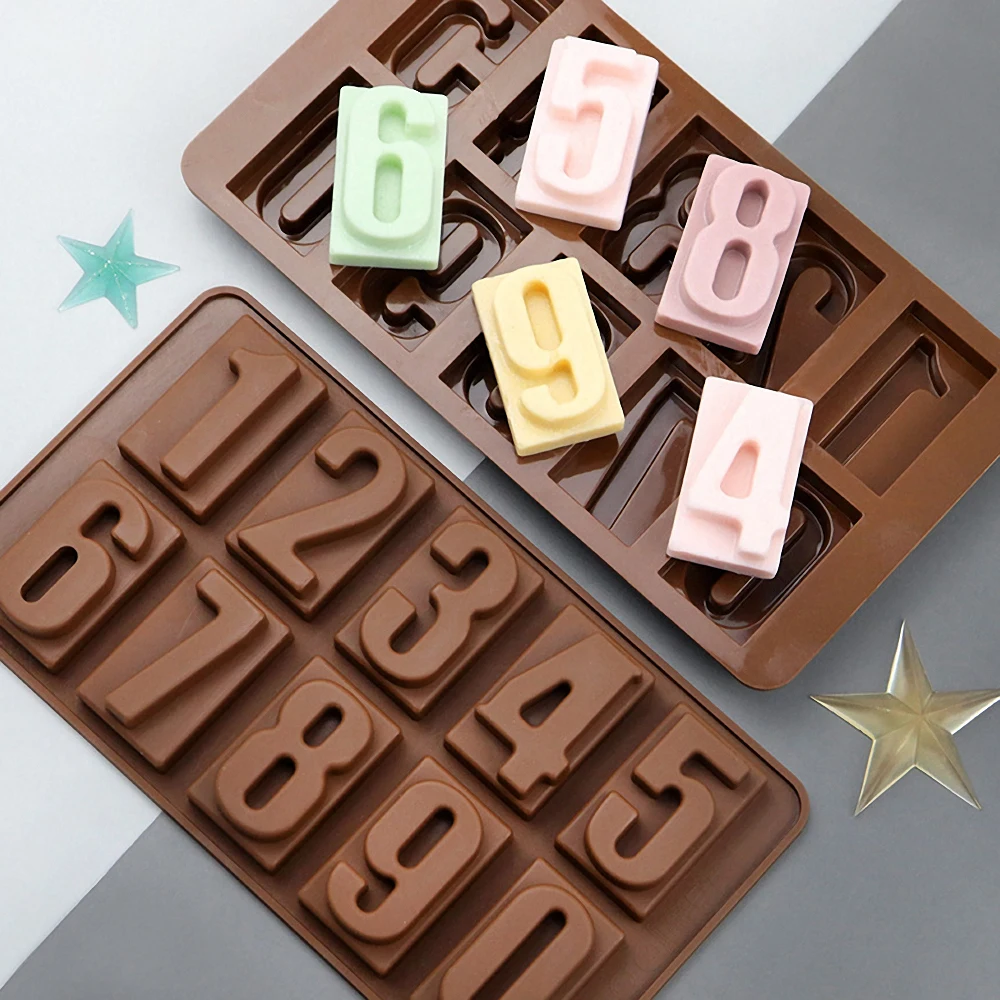 

Numbers Silicone Chocolate Mold Cookies Mould 3D Digital Shape Fondant Cake Baking Jelly Candy Pastry DIY Decorating Tools