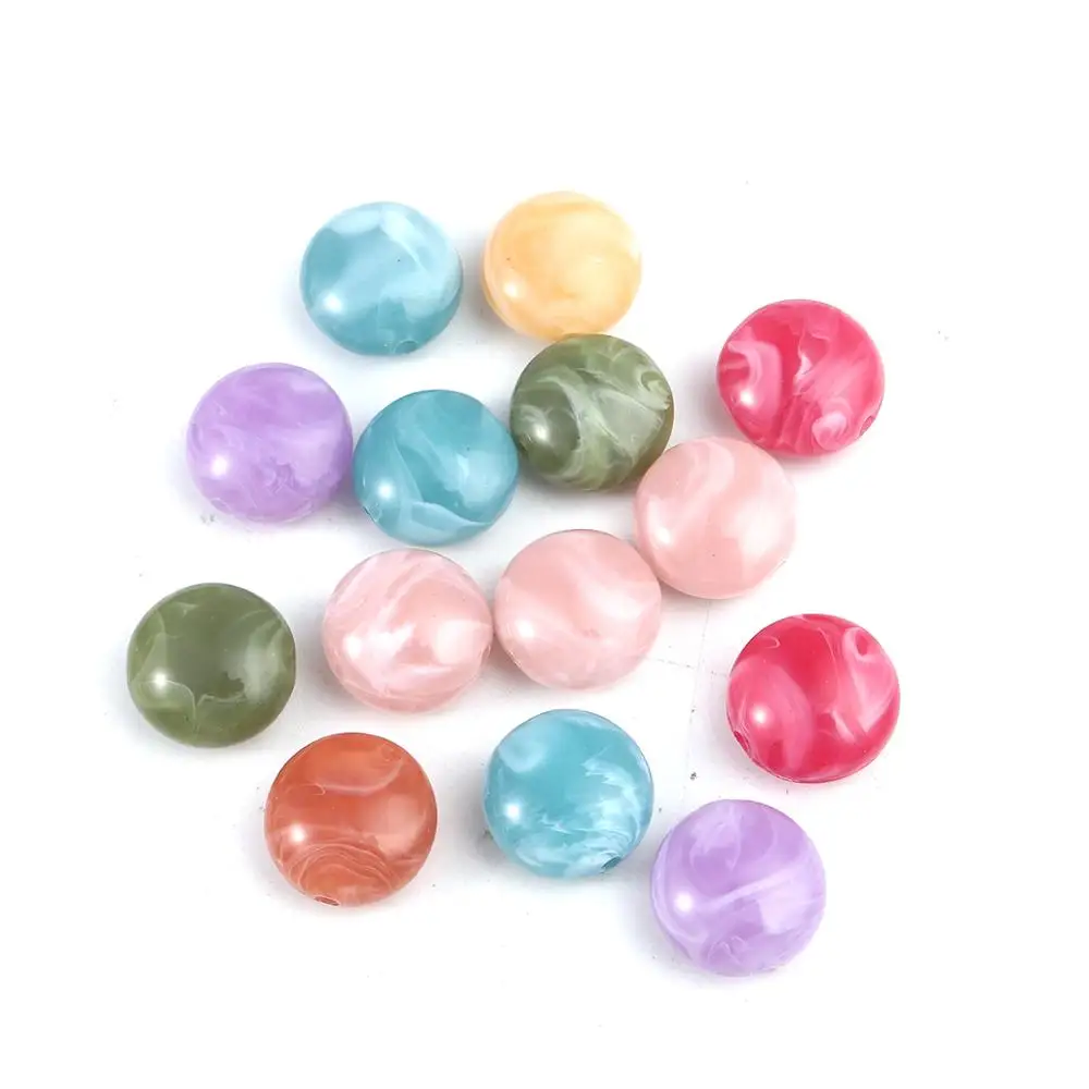 

DoreenBeads Acrylic Spacer Beads Flat Round At Random Texture Pattern DIY Charms About 17mm Dia., Hole: Approx 2.3mm, 20 PCs