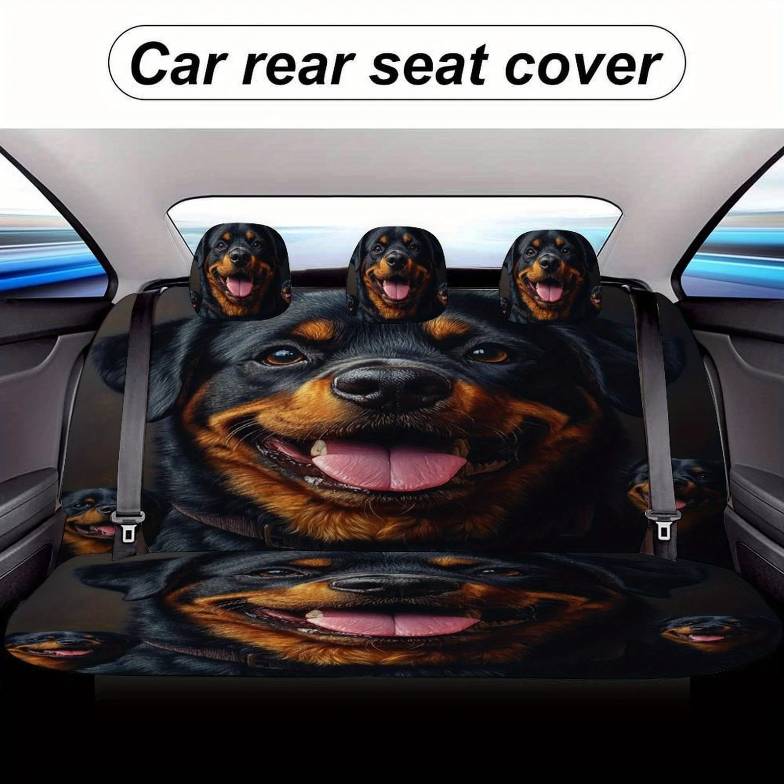 Фото Набор чехлов для автомобильных сидений Rottweiler Smile Designed для большинства автомобилей, модные новые декоративные защитные чехлы для автомобильных сидений, полный комплект, Unive №4