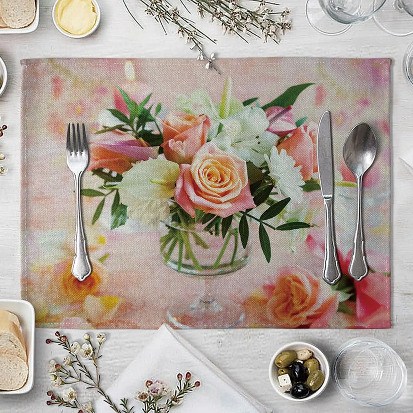 

Домашний обеденный стол центральные столы Mate, розовый, белый Настольный коврик, квадратный набор из 2 предметов для дома