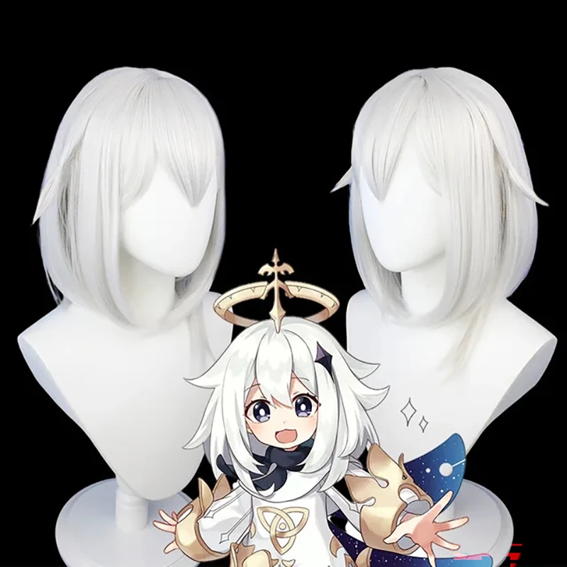 Парик для косплея из аниме паймон серебристо-серый