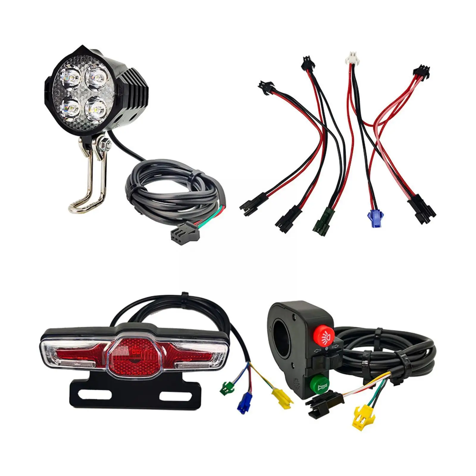 

Electric Latest 12/36/48V/60V Headlight Front Tail LED Headlamp Rear Night Spotlight Lights Cycling EBike Warning R2R9