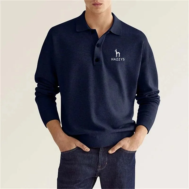 Men's Golf Clothing HAZZYS Polo Men Spring Autumn Shirt Solid Color Long Sleeve Casual Business Sports 2023