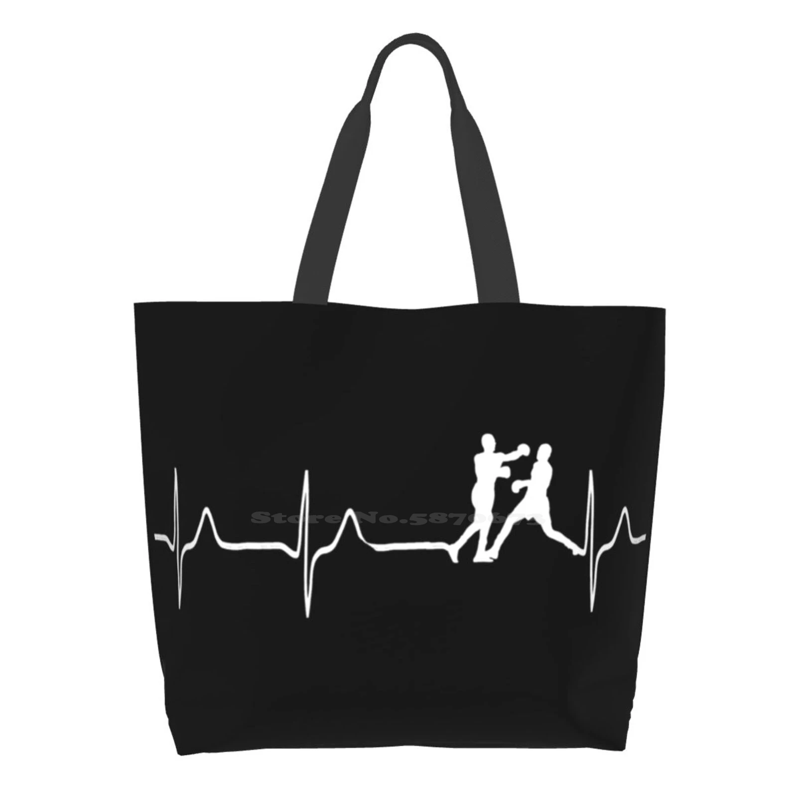 

Boxing In My Heartbeat Champ Boxer King Of The Ring Fighter Boxing Love Casual Handbag Tote Bag Reusable Large Capacity