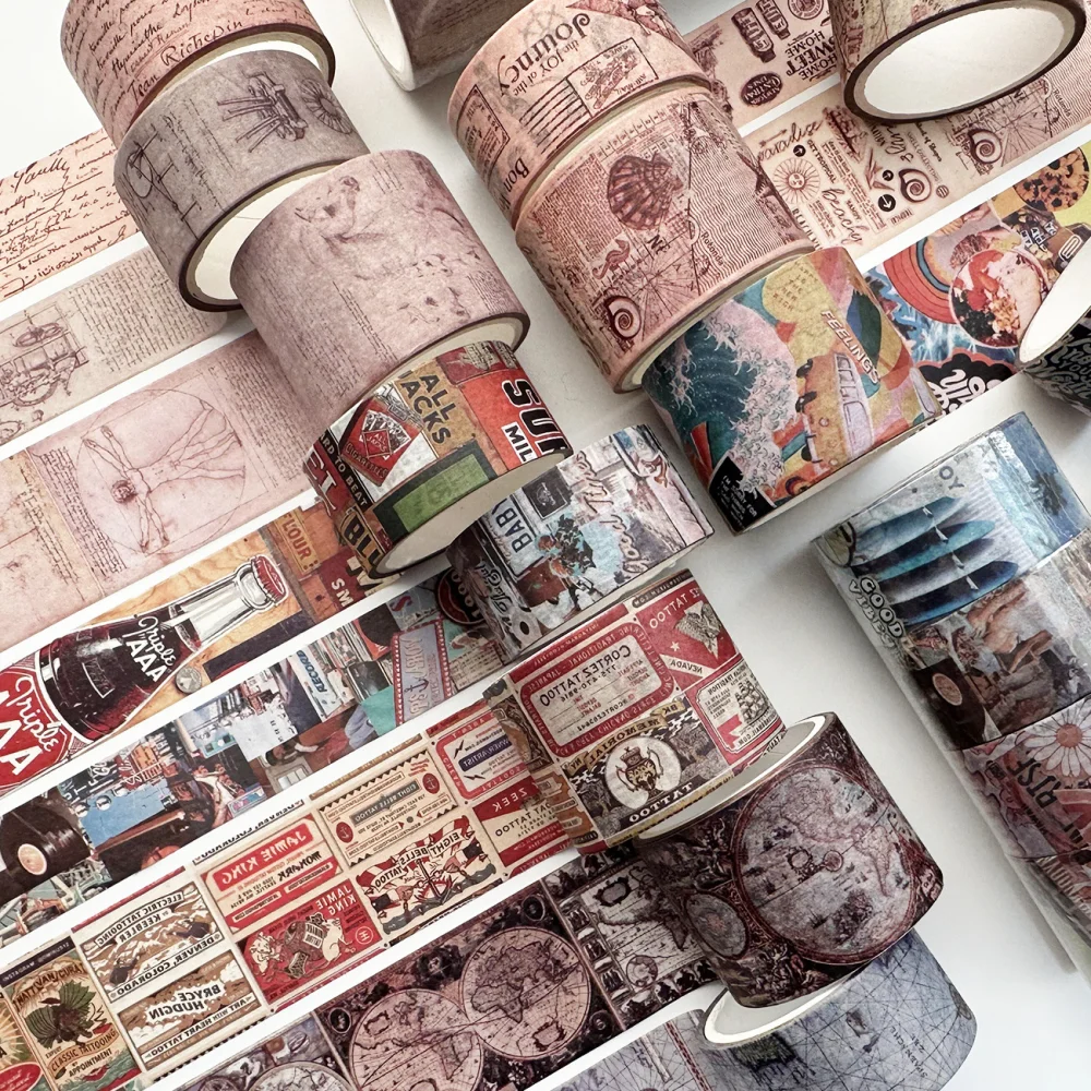 

Card Lover 4 Roll [Vintage Style and Paper Tape] Vintage Journal Masking Tape Washi Paper Scrapbooking Material Scrapbook Kit