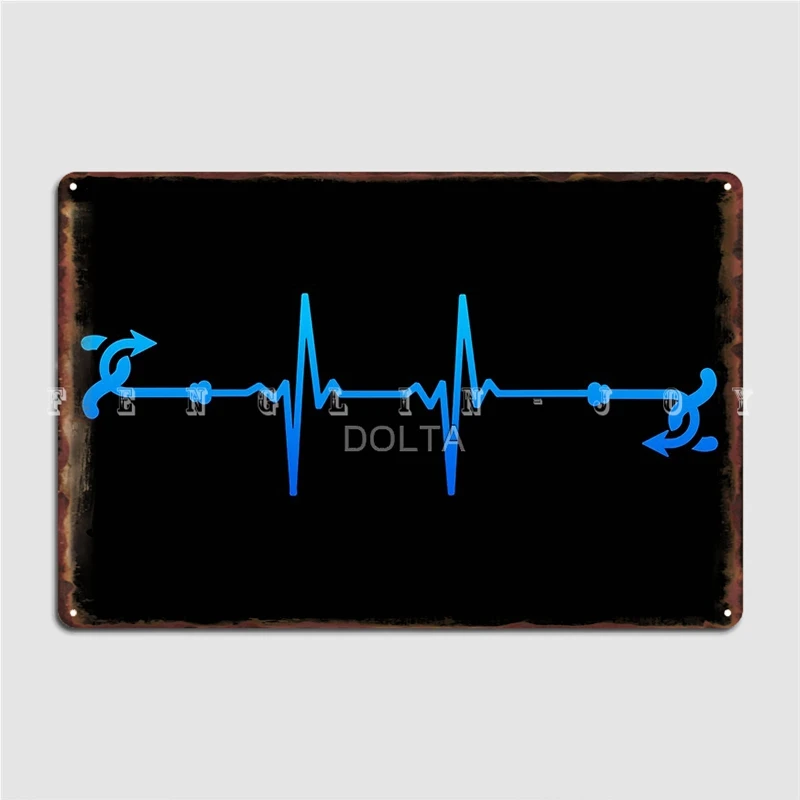 

Fishing Hook Heartbeat Poster Metal Plaque Cinema Kitchen Garage Club Printing Poster Tin Sign Poster
