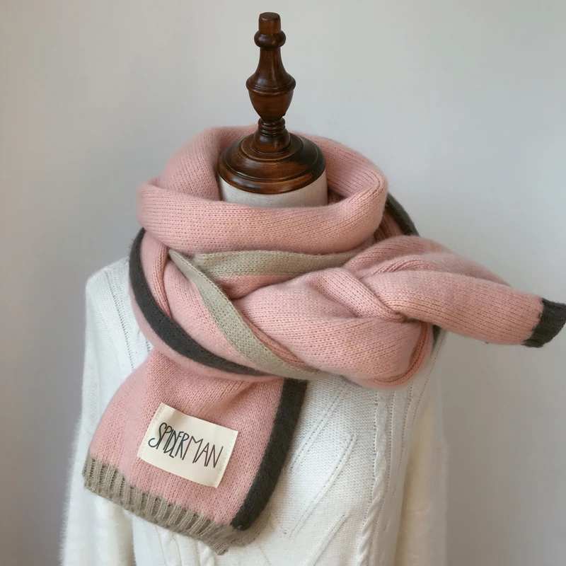 

Fresh Wool Scarf for Women Winter Thicken Thermal Knitted Winter Bib