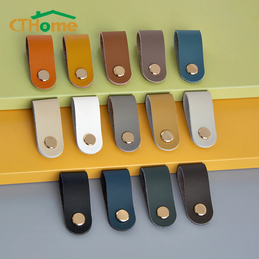 

Nordic Leather Handle Cupboard Drawer Door Knobs and Kitchen Cabinet Dresser Pulls Single Hole Furniture Hardware Handles