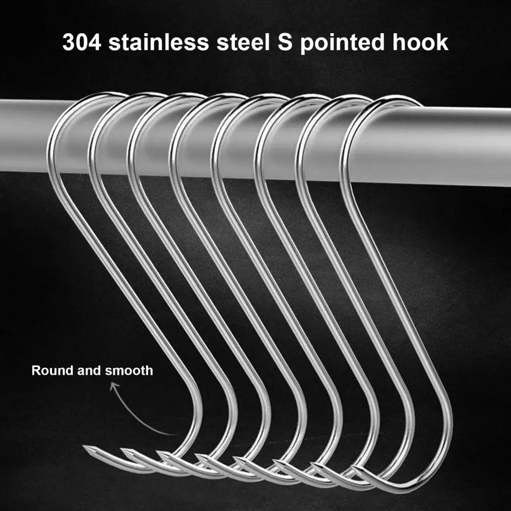 

10Pcs/Set Useful Jerky Hooks Non Corrosion Easy to Clean Anti-rust Stainless Steel Butcher Hook
