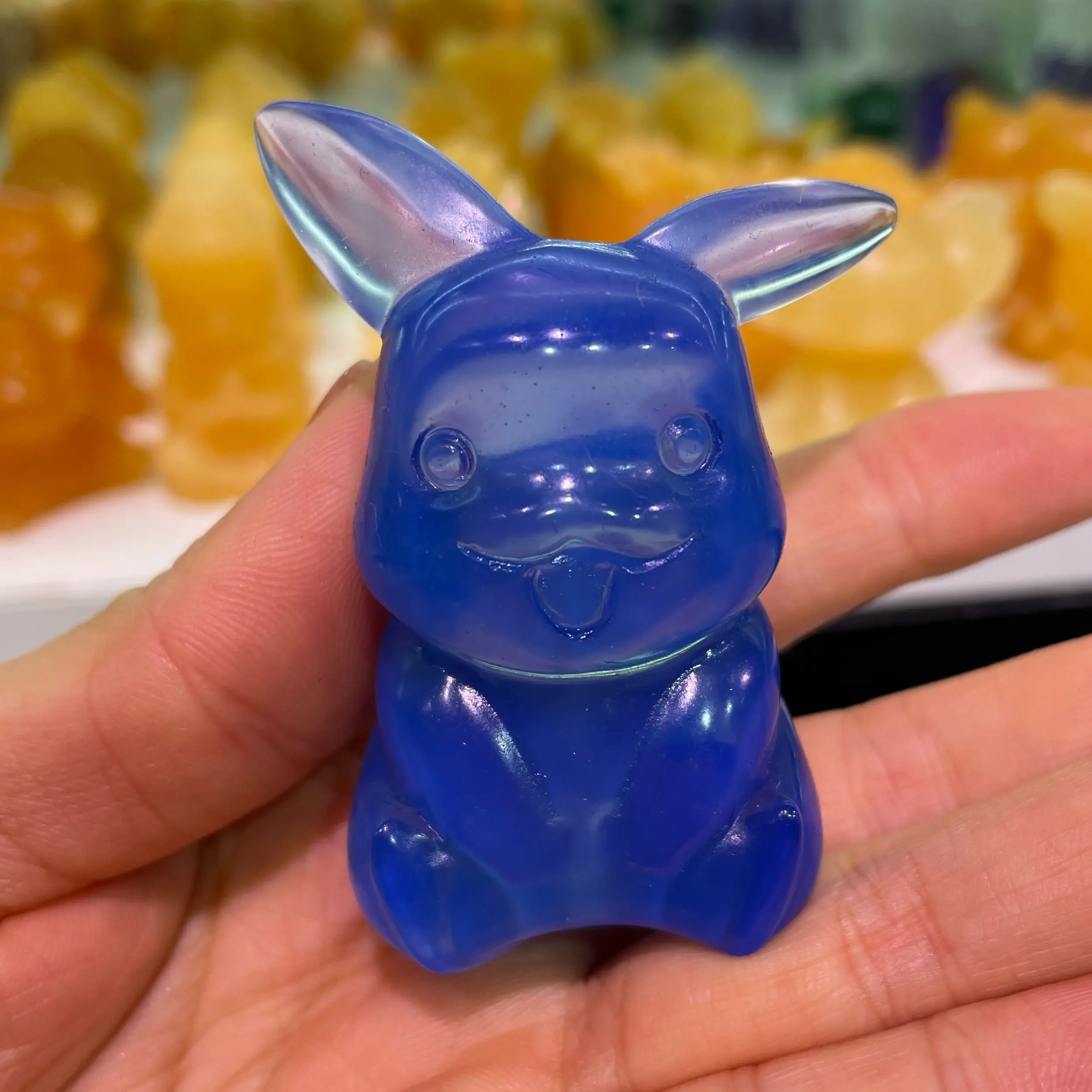 

6-7cm Natural Opal Handcarved Blue opal Polished Crystal Healing Stone Home Decor Collection Statue Xmas Gift Kid