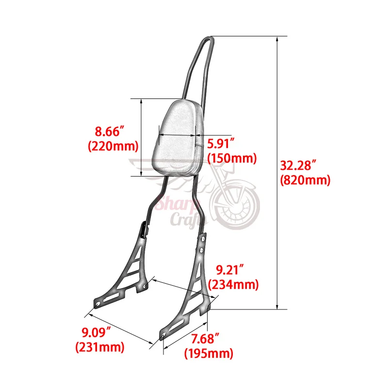 Съемная спинка пассажира для мотоцикла Harley Sportster XL883 XL1200 XL883C XL883R XL1200R XL1200C X48 -