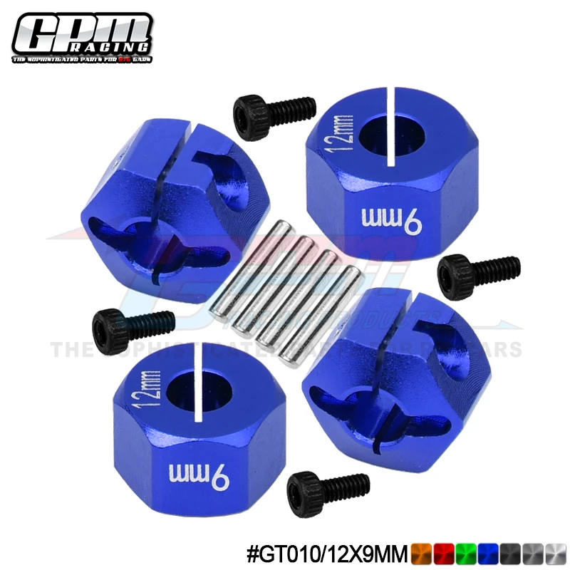 Алюминиевые шестигранные адаптеры GPM толщиной 9 мм для TRAXXSA 1/10 4WD FORD GT4-TEC 2.0