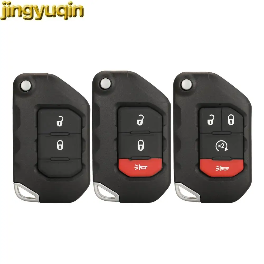 Jingyuqin 2/3/4 Buttons Flip Remote Car Key Fob Shell For Jeep Wrangler Rubicon Sahara JK JL 2018 SIP22 Blade