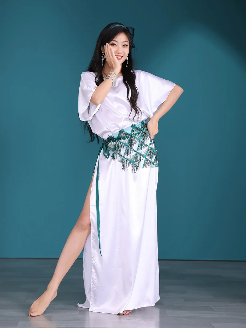 Танцовщица народное цветное белое платье балади комплект для танца живота