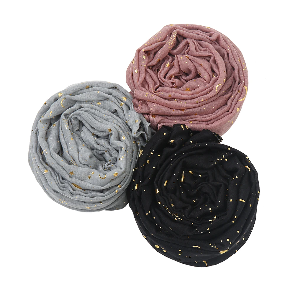 Шарф с бронзовой звездой и луной Женский Элегантный Блестящий декоративный