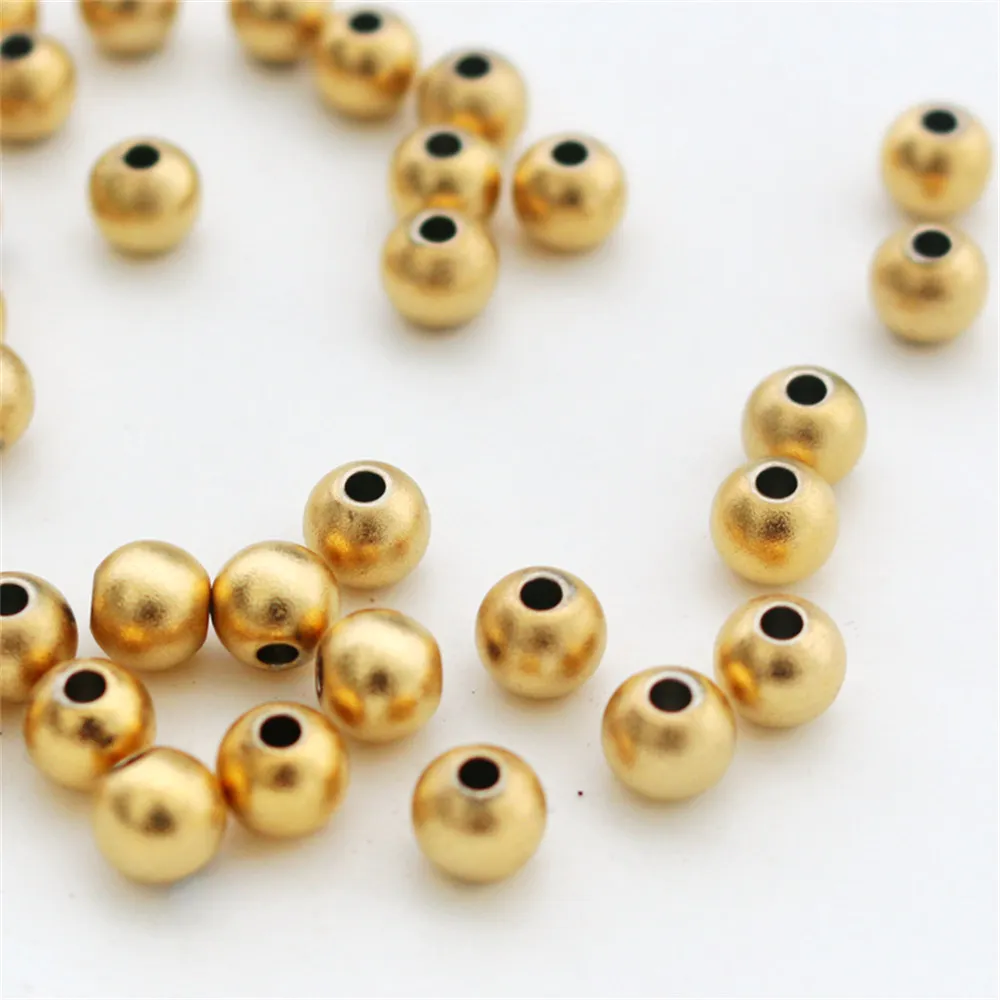 

14k vacuum gold-coated sandblasted gold matte round bead 3-4-5-6mm manual diy jewelry loose bead accessories