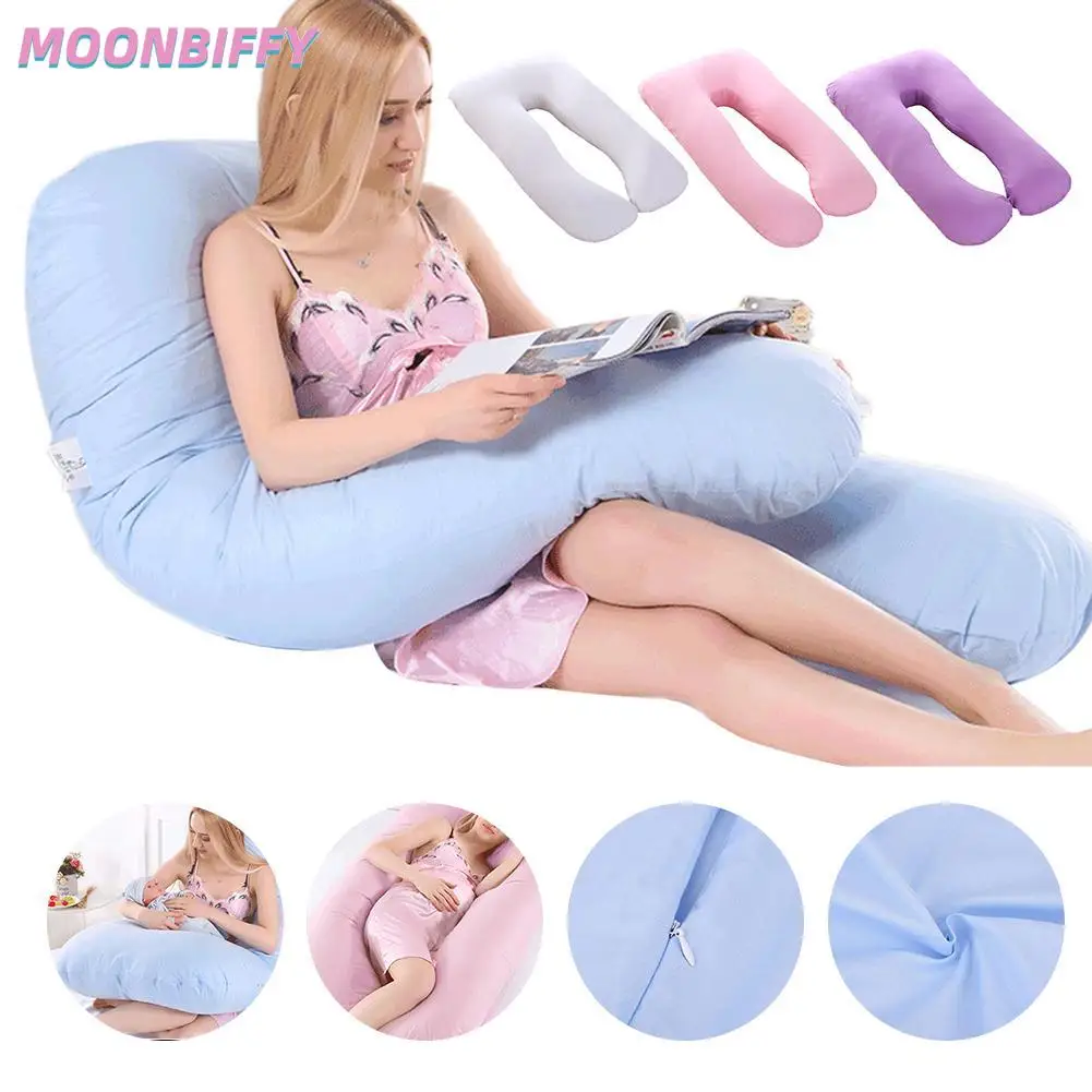 Pregnant Large U-shaped Maternal Cushion Cover  Side Sleeping Comfortable Cotton Pillow Case Removable Housse Coussin U Bedding