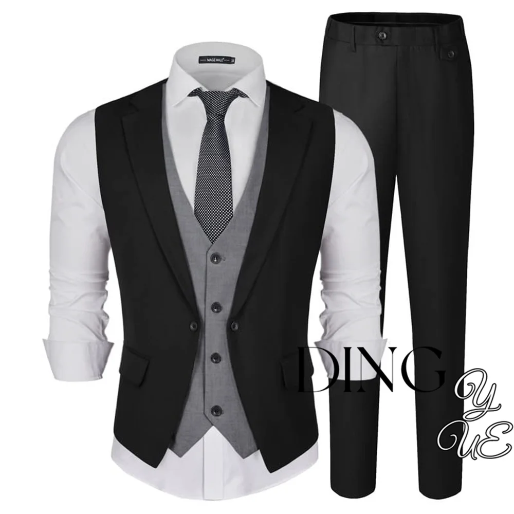 Мужской многослойный костюм из 2 предметов облегающий женский для мужчин Модный