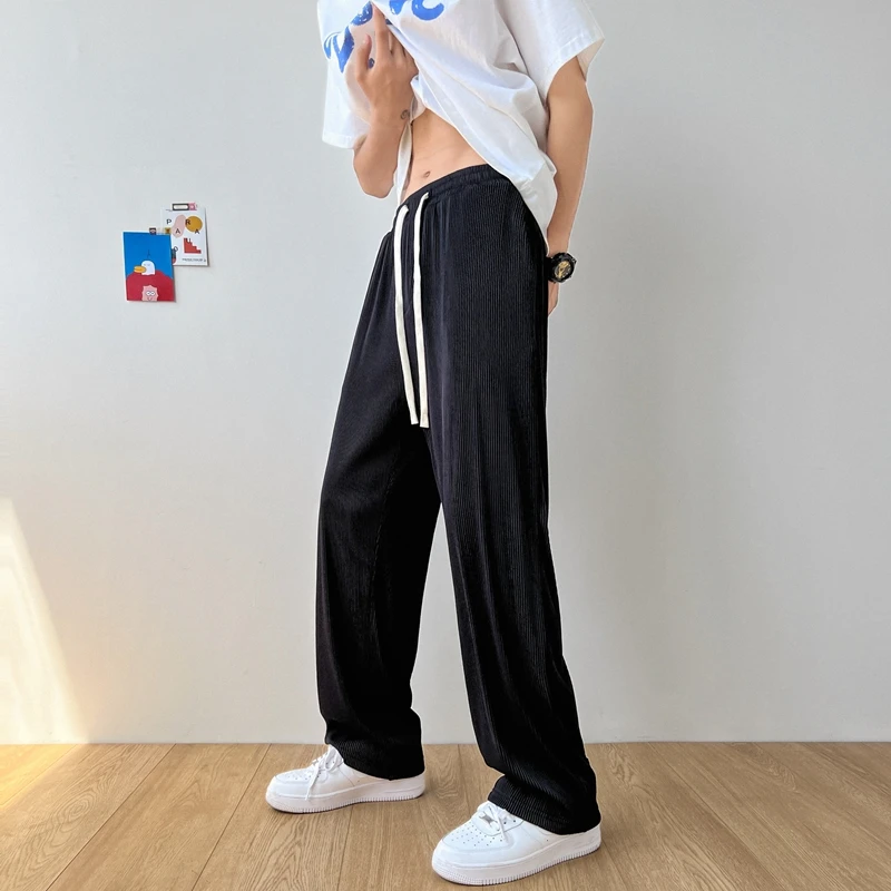 

Мужские прямые брюки весна-лето 2022, свободные спортивные брюки, эластичная уличная одежда, повседневные брюки, модные мужские и женские брюки в Корейском стиле