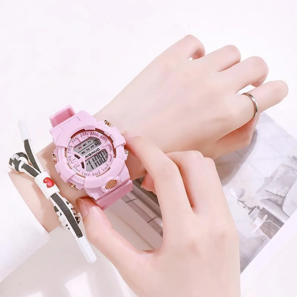Ins Fashion LED Multifunction Date Clock Stopwatch Electronic Watches Big Dial Digital Sport Watch For Women Girl Boy Student