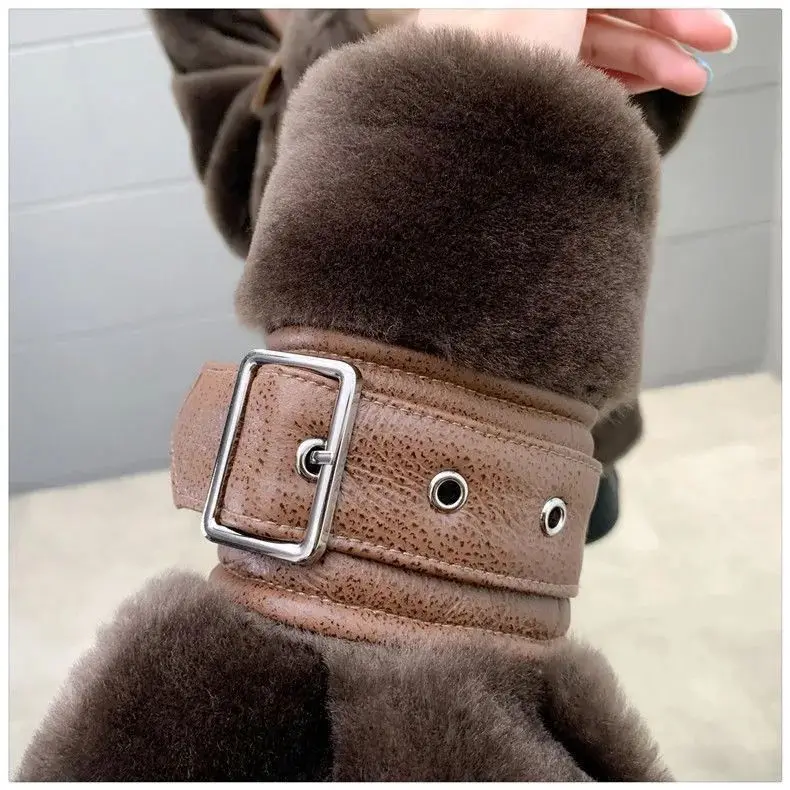 5XL Motorcycle Zipper Outwear Lamb Leather Clothing Autumn/Winter 2021 New Winter Short Thick Cotton Padded Jacket