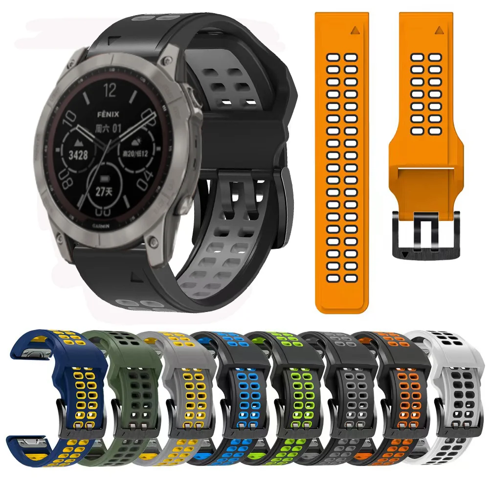 

Quick Fit Silicone Watch Strap For Garmin Fenix 7X 7 6X 6 5X 5 Plus 3 HR/Tactix Delta/EPIX/MARQ/Approach S62 22mm 26mm Bracelet