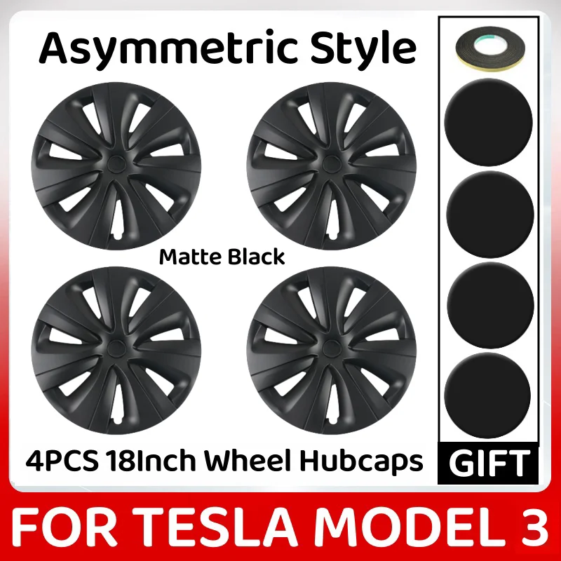 

4 шт. крышка ступицы для Tesla Model 3 Highland Performance, сменная крышка колеса, автомобильная полная крышка обода, 18-дюймовые аксессуары 2023 2024