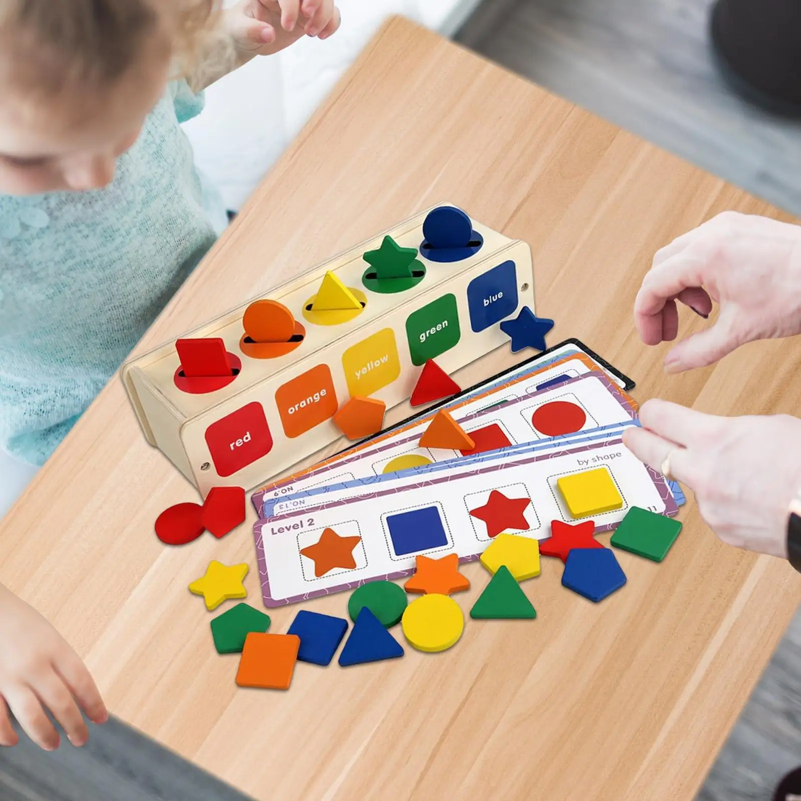 

Montessori Wooden Shape Color Sorting Toy Block Puzzles Birthday Gifts