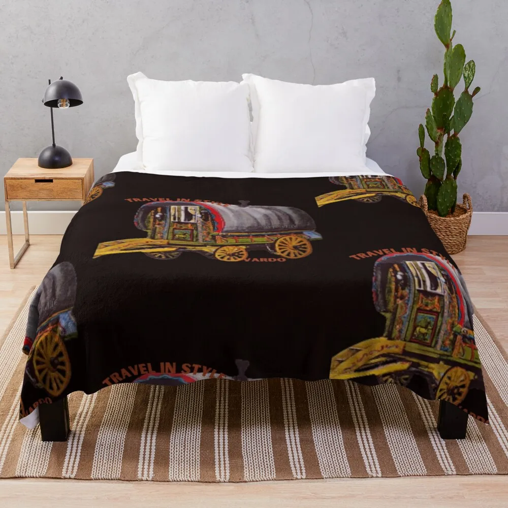 

romany gypsy,traveller vardo bowtop caravan Throw Blanket 3D Blanket