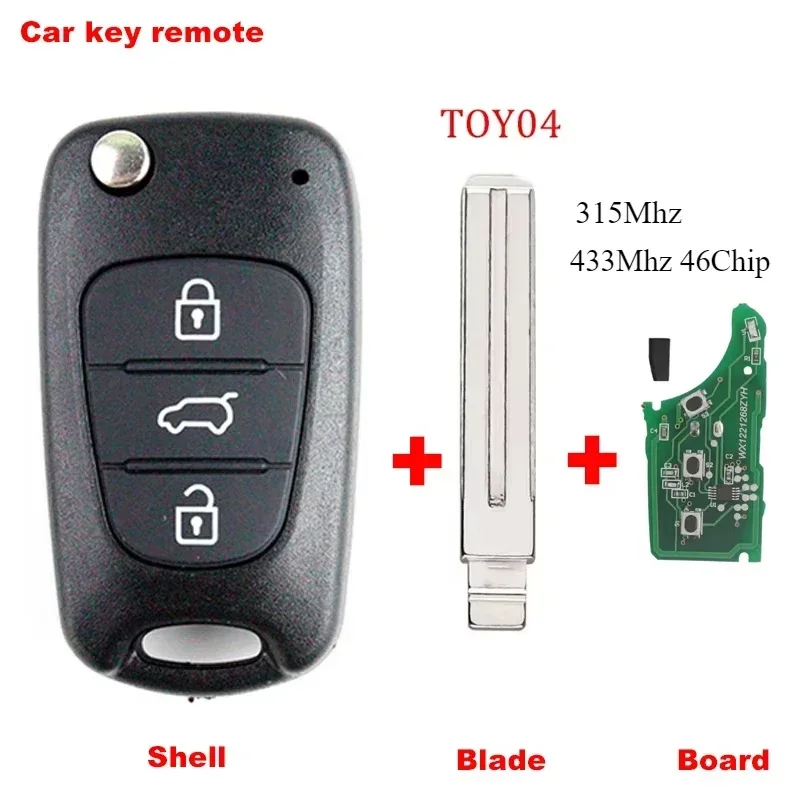 

315 МГц 433 МГц ID46 Чип Flip Remote Автомобильный ключ Пульт дистанционного управления для Hyundai I20 I30 IX35 Avante для Kia K2 K5 Sportage Авто Key Case Shell